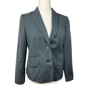 Talbots Blazer Women's Blue Wool Fabric Woven in Italy Two Button Sz. 6